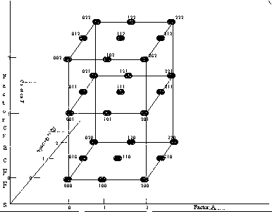 Pictorial representation of the 3^3 design